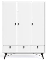 Ry Wardrobe with 3 doors, matt white