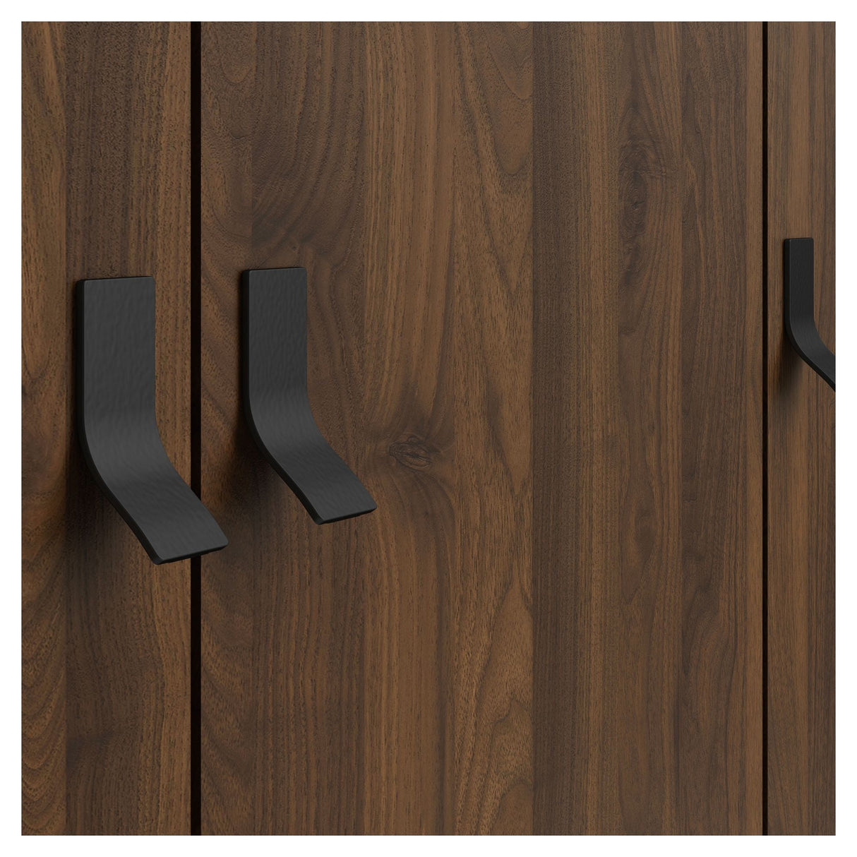 Ry Wardrobe with 3 doors, matt black, Walnut foil