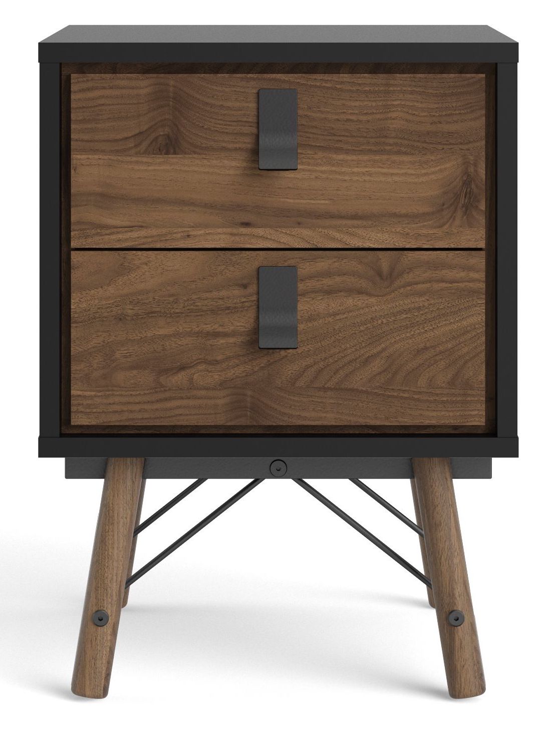 Ry Nightstand, Matt black, Walnut foil