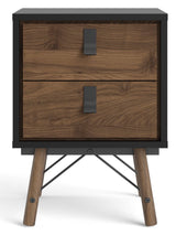 Ry Nightstand, Matt black, Walnut foil