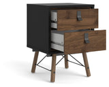 Ry Nightstand, Matt black, Walnut foil