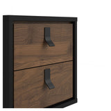 Ry Nightstand, Matt black, Walnut foil