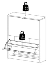 Shoes Shoe Cabinet, 2 folding doors with 2 compartments, Gray