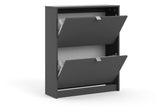 Shoes Shoe Cabinet, 2 folding doors with 2 compartments, Gray