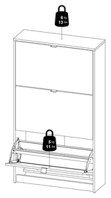 Shoes Shoe Cabinet, 3 folding doors with 2 compartments, Gray