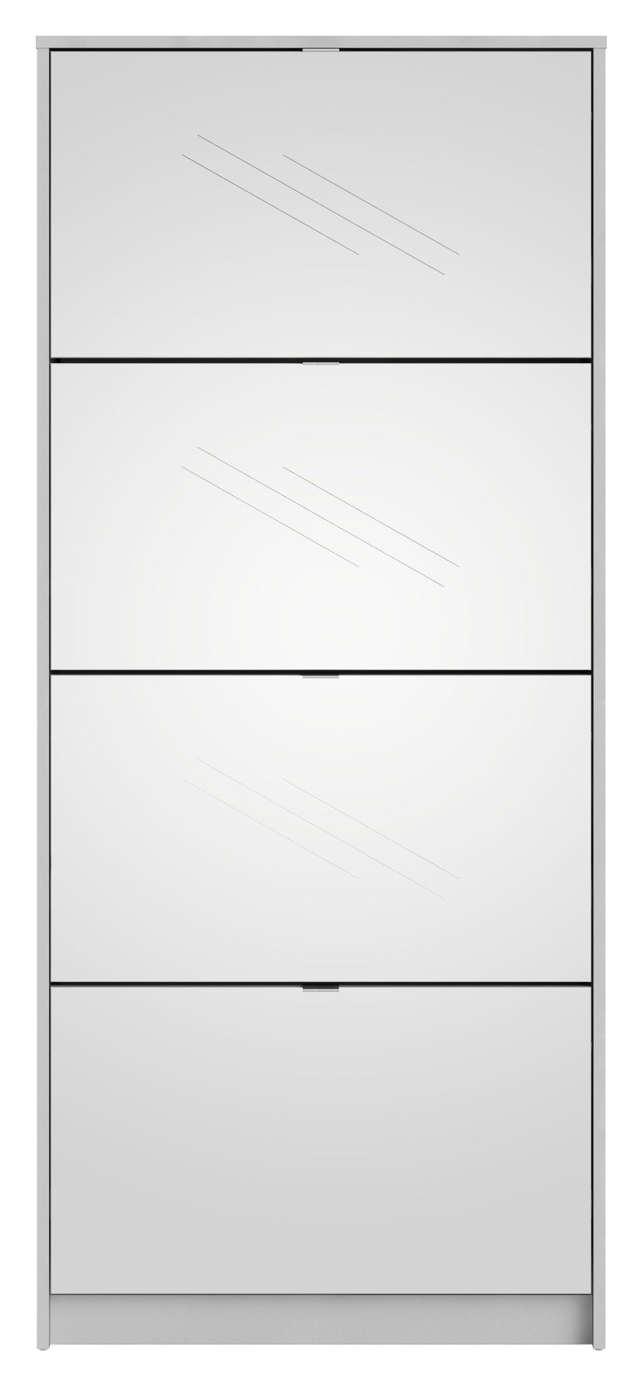 Shoes Shoe Cabinet 4 mirror-folding doors with 2 compartments - White