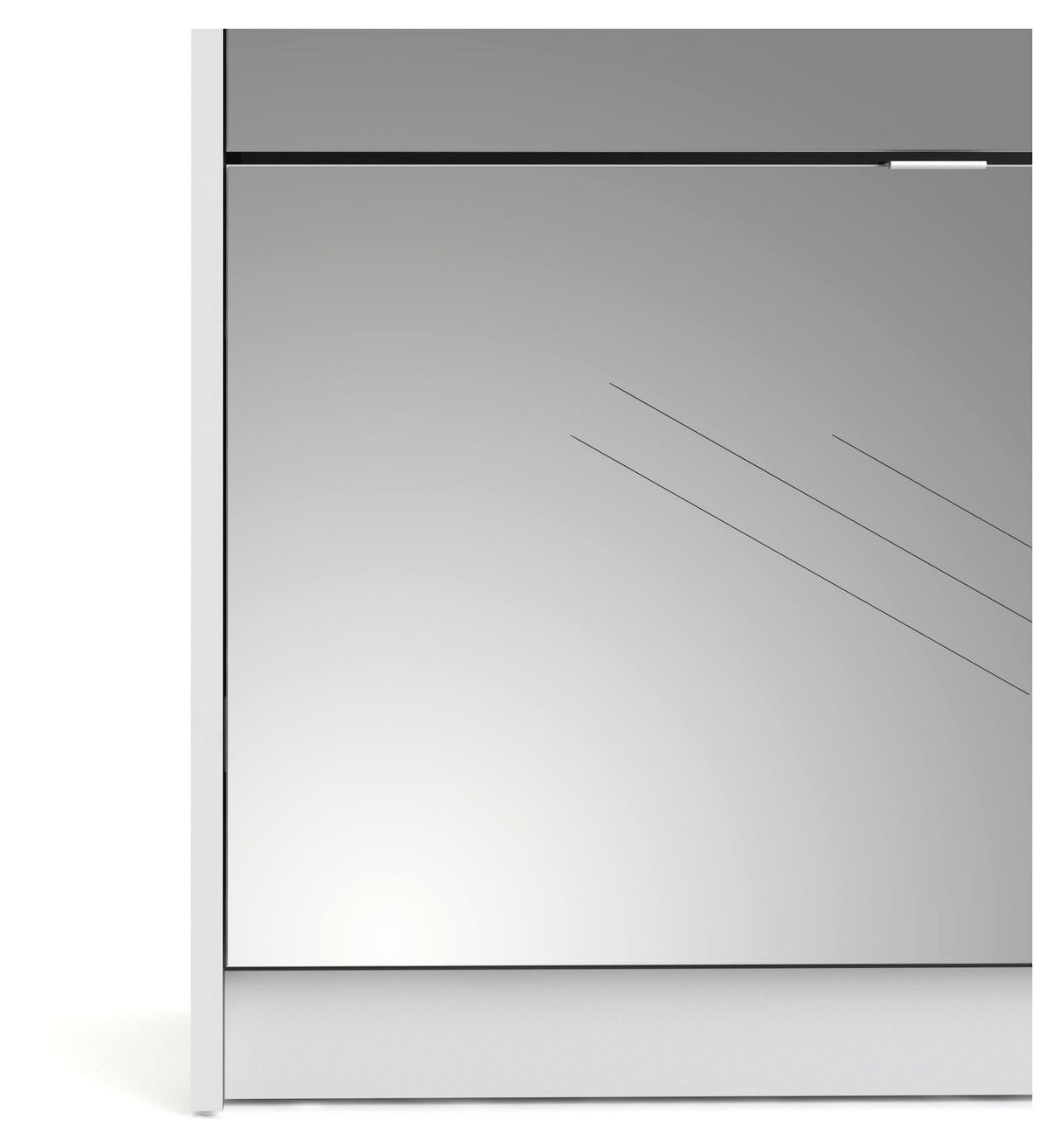 Shoes Shoe Cabinet 4 mirror-folding doors with 2 compartments - White