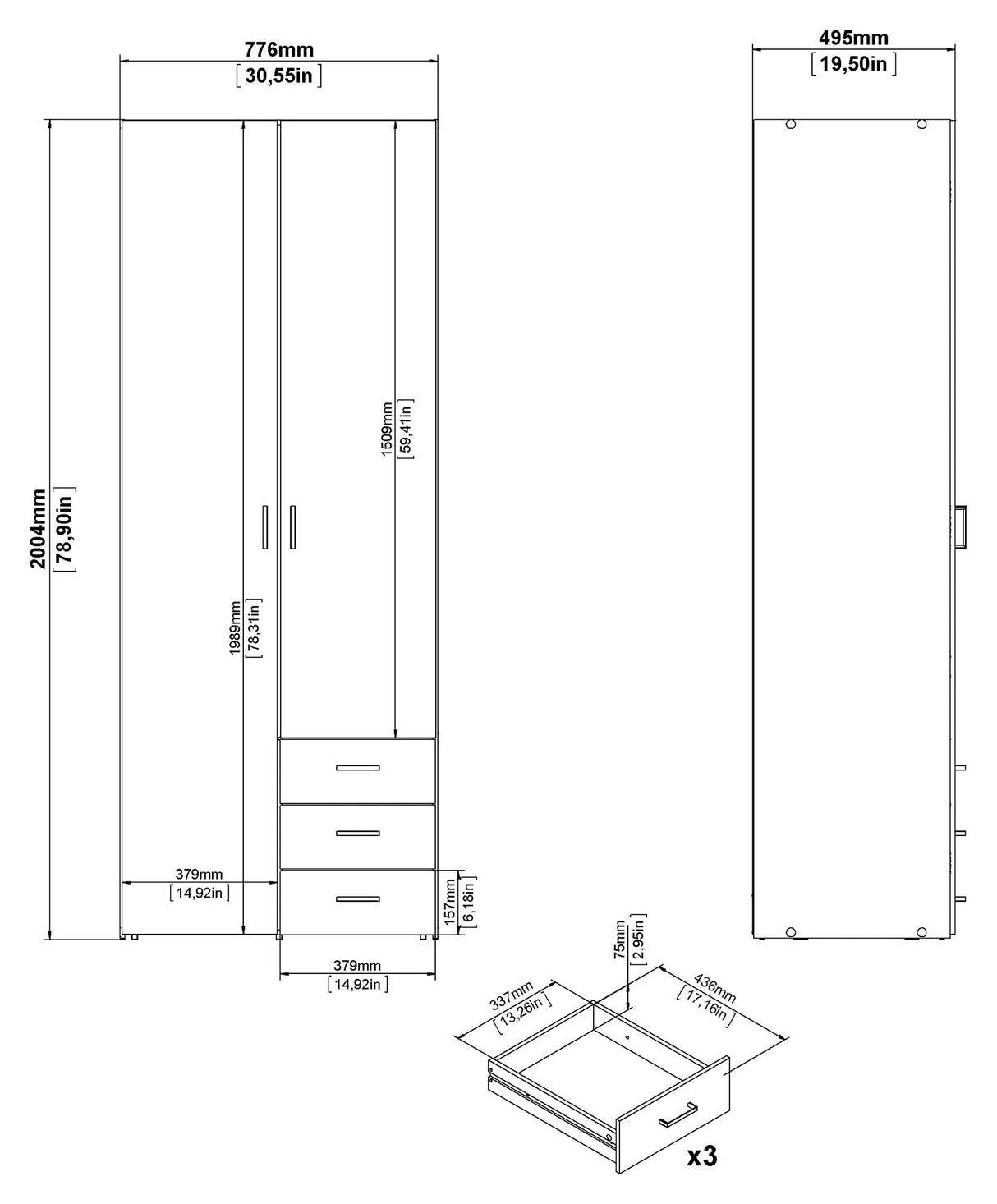 Space Wardrobe - White high gloss