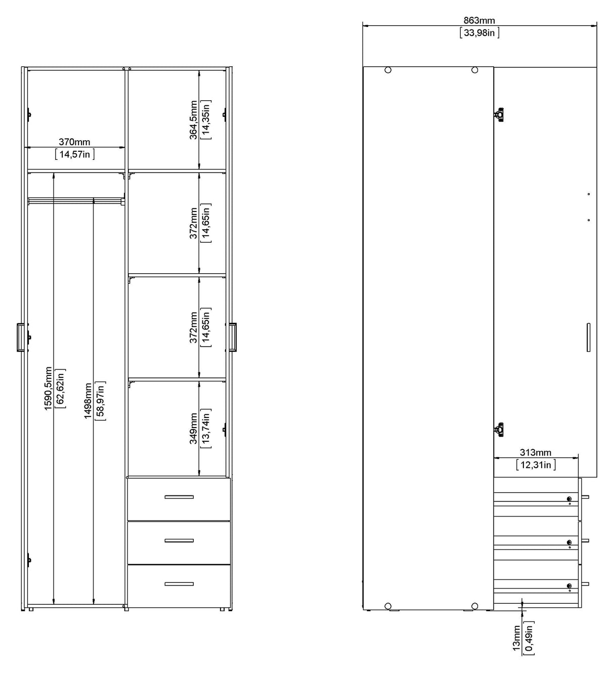 Space Wardrobe - White high gloss