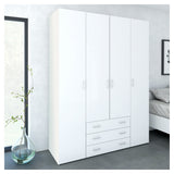 Space Wardrobe - White high gloss w/4 doors