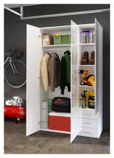 Space Wardrobe - White high gloss w/drawers