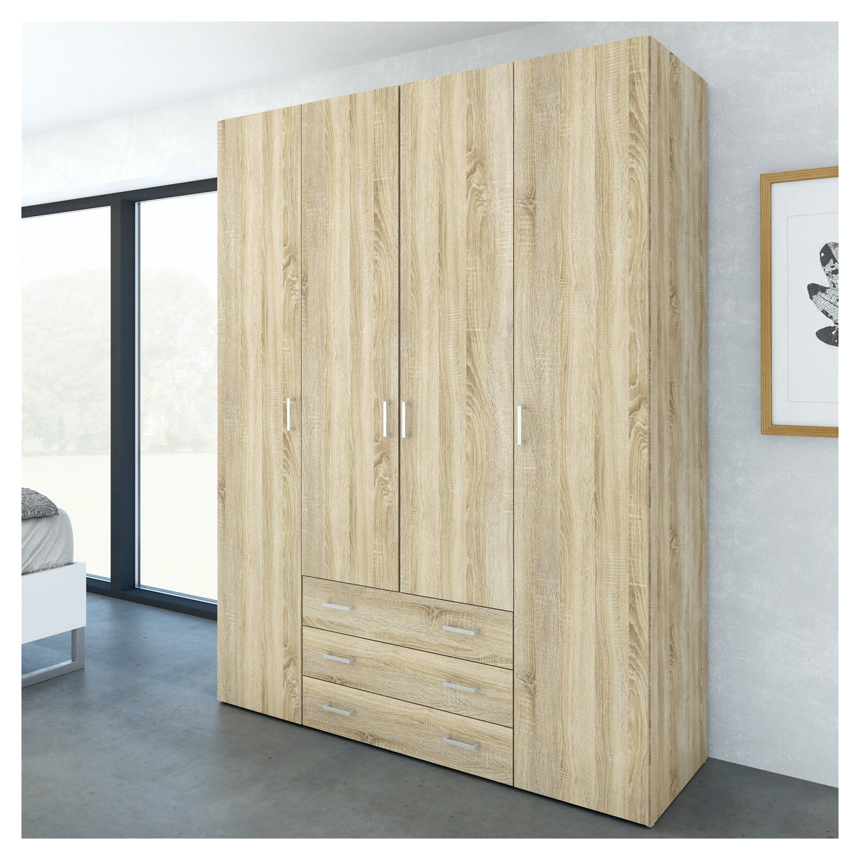 Space Wardrobe - Light wood w/4 doors