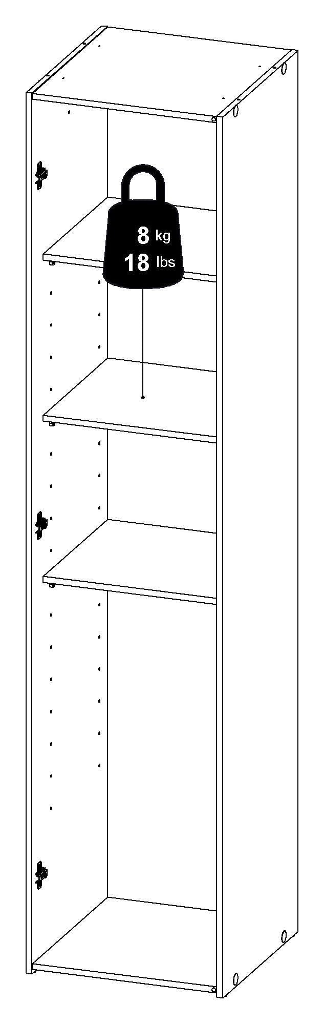 Space Wardrobe with 1 door, White