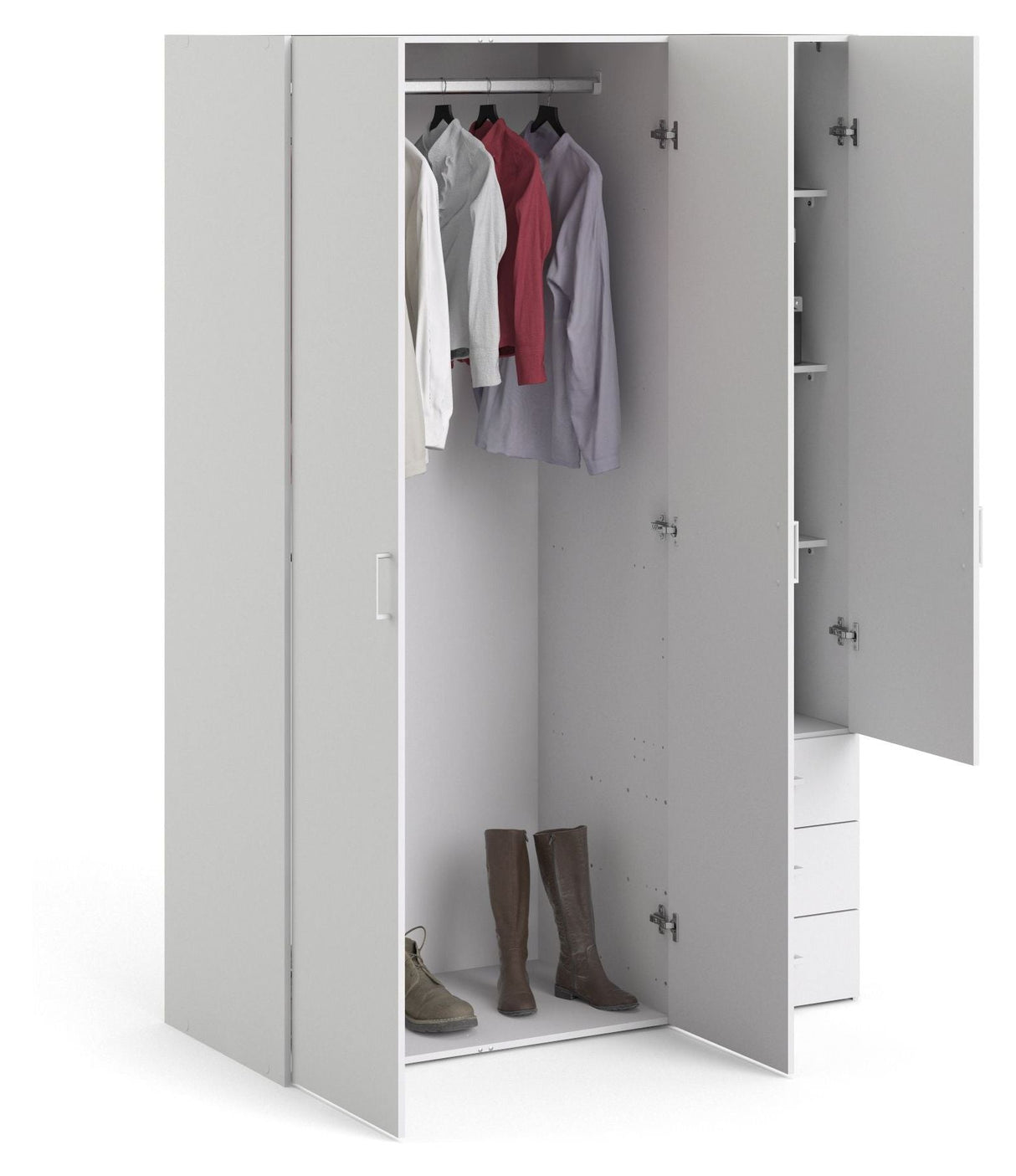 Space Wardrobe with Door, White, H:175