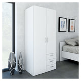 Space Wardrobe with Doors, White, H:175