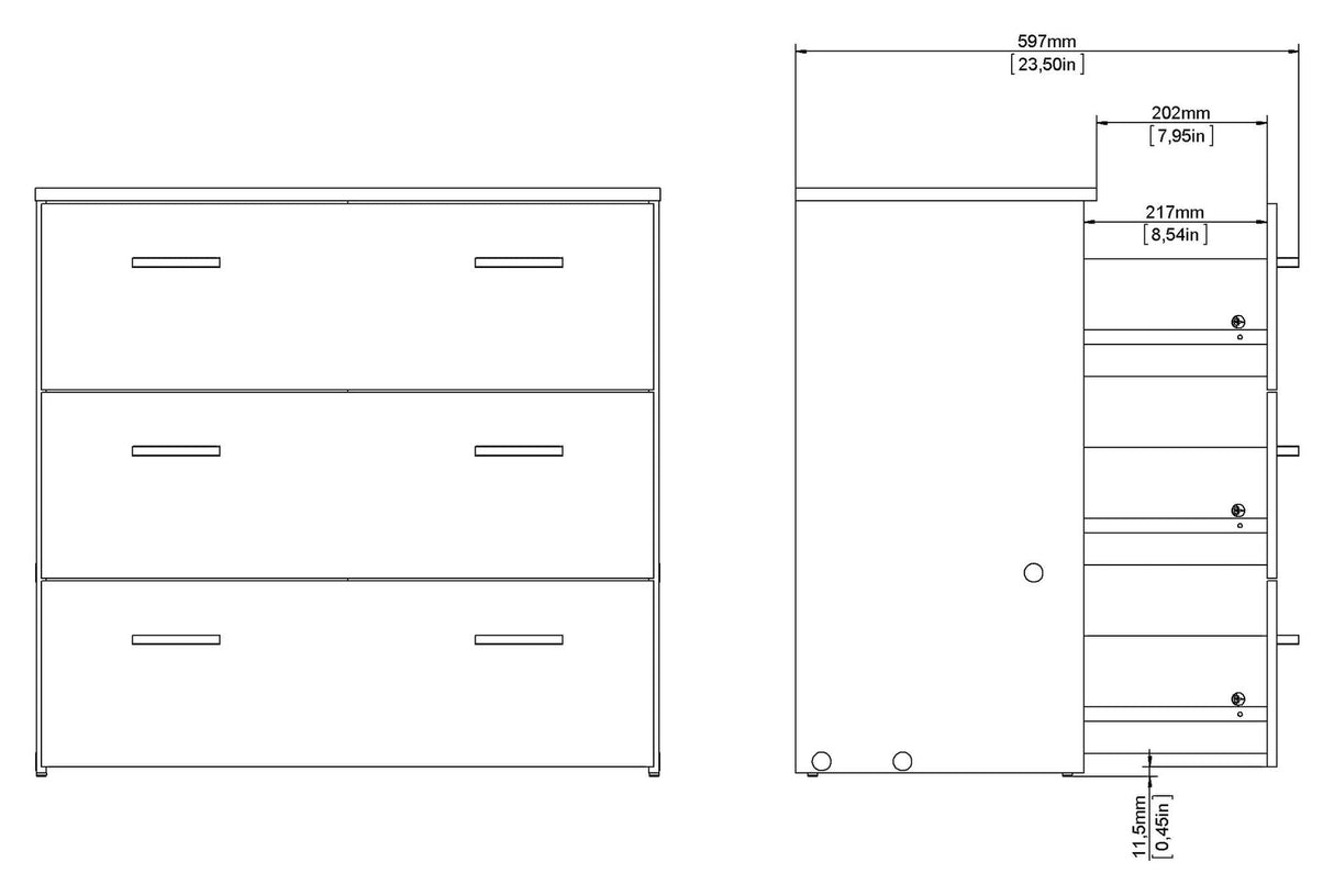 Space Chest, 3 drawers, Oak-look