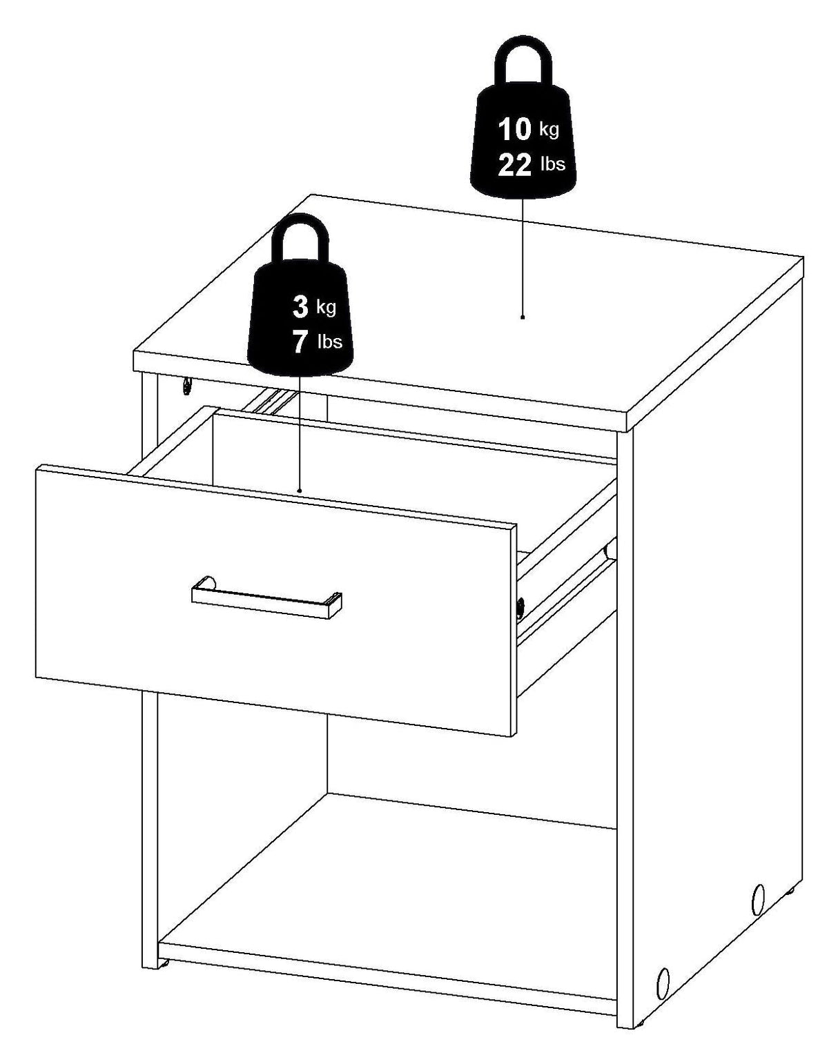 Space Nightstand, Oak-look