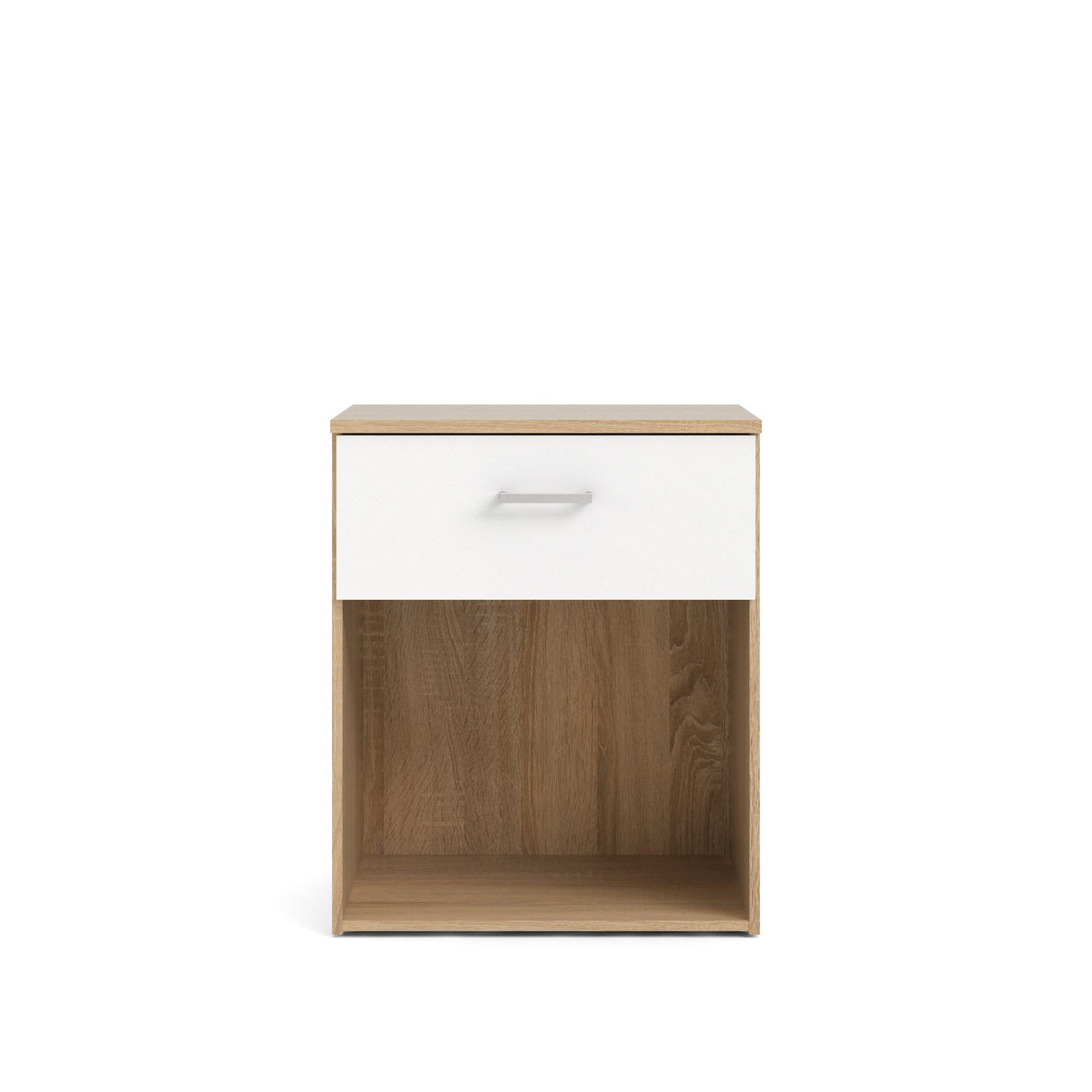 Space Bedside table with 1 drawer, Oak-look/White