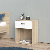 Space Bedside table with 1 drawer, Oak-look/White