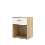 Space Bedside table with 1 drawer, Oak-look/White