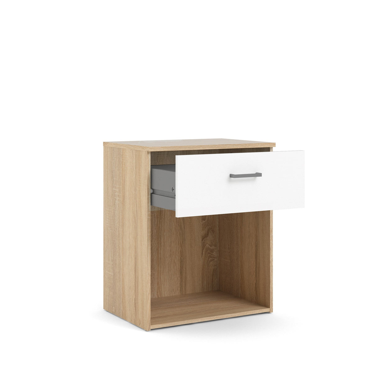 Space Bedside table with 1 drawer, Oak-look/White