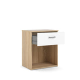 Space Bedside table with 1 drawer, Oak-look/White