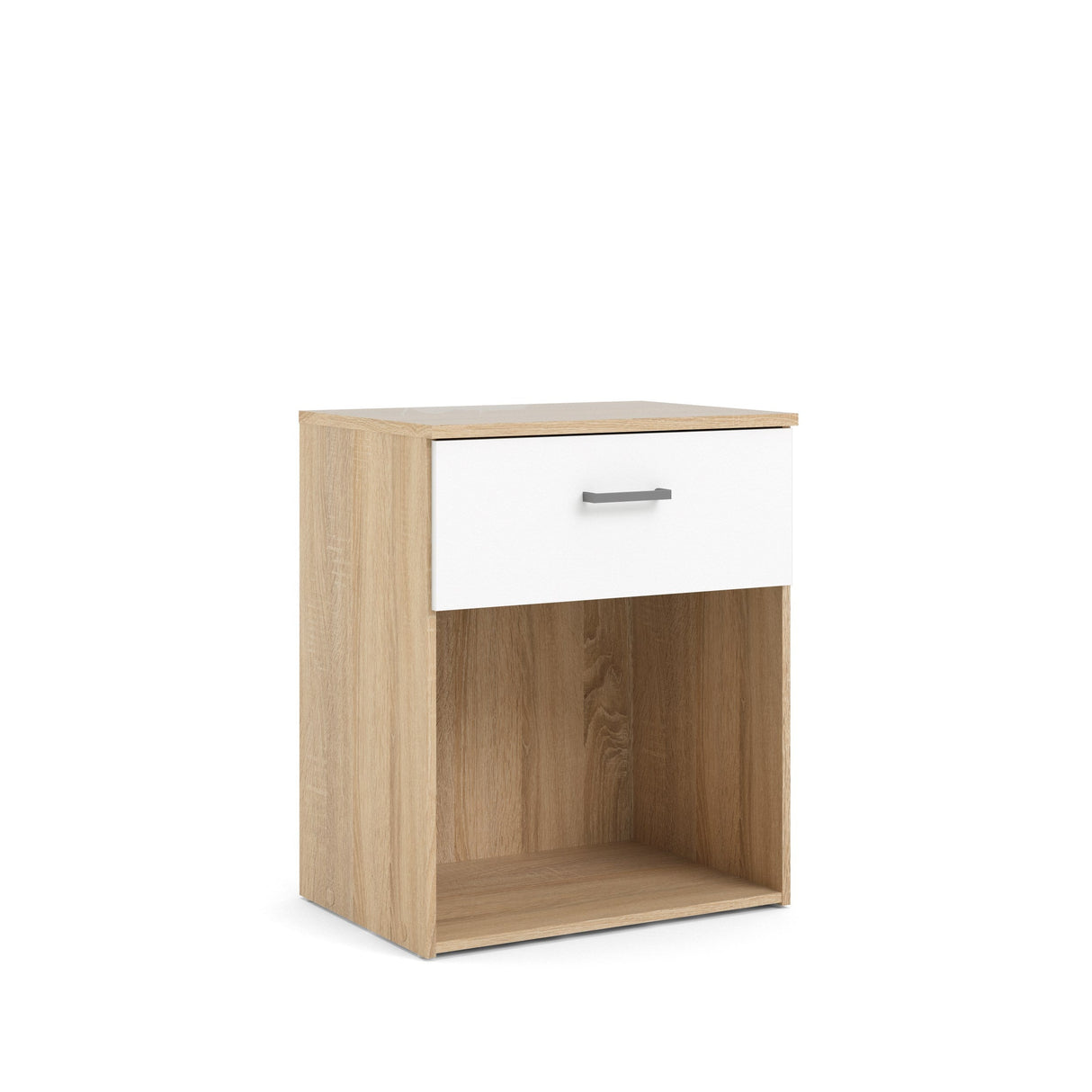 Space Bedside table with 1 drawer, Oak-look/White