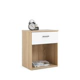 Space Bedside table with 1 drawer, Oak-look/White