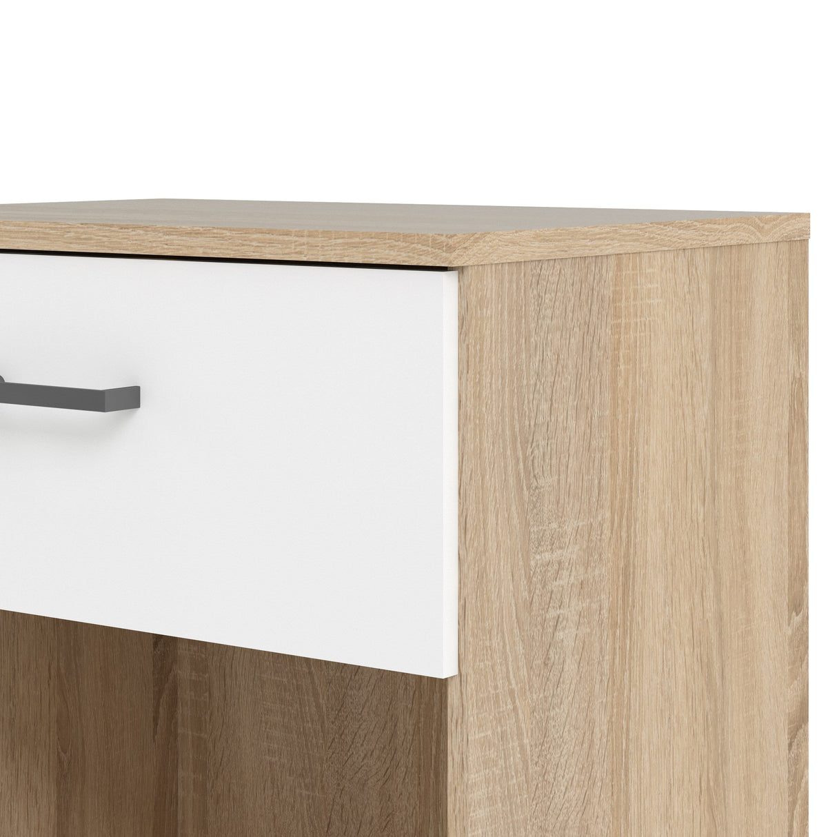 Space Bedside table with 1 drawer, Oak-look/White