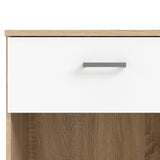 Space Bedside table with 1 drawer, Oak-look/White