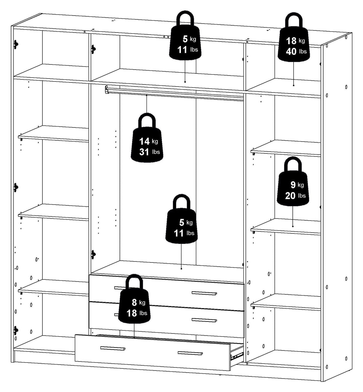 Sprint Wardrobe 195x200 - White