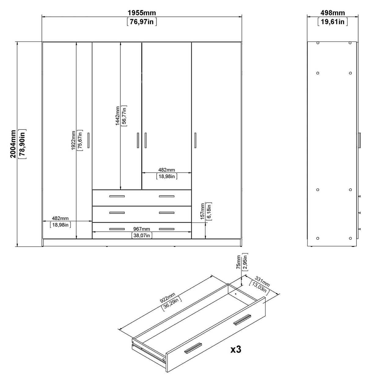 Sprint Wardrobe 195x200 - White