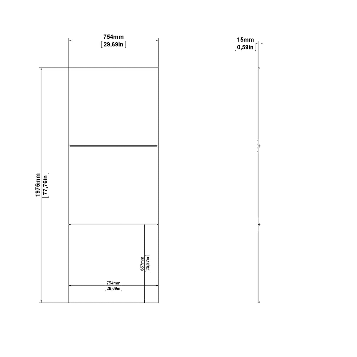 Verona 1 door for 150 cm Wardrobe, White Wood Grain