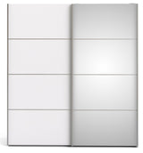 Verona Wardrobe w. 1 mirror door, White, B:182