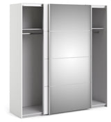 Verona Wardrobe w. 1 mirror door, White, B:182