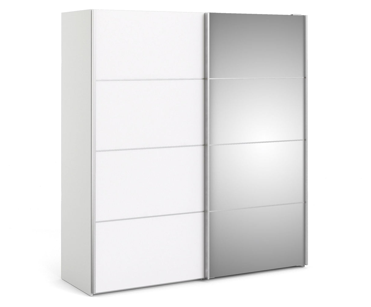 Verona Wardrobe w. 1 mirror door, White, B:182