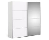 Verona Wardrobe w. 1 mirror door, White, B:182