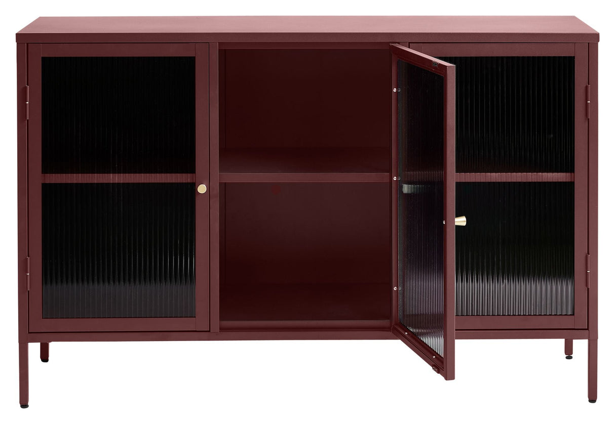 Bronco Sideboard, Wine red/Tempered glass