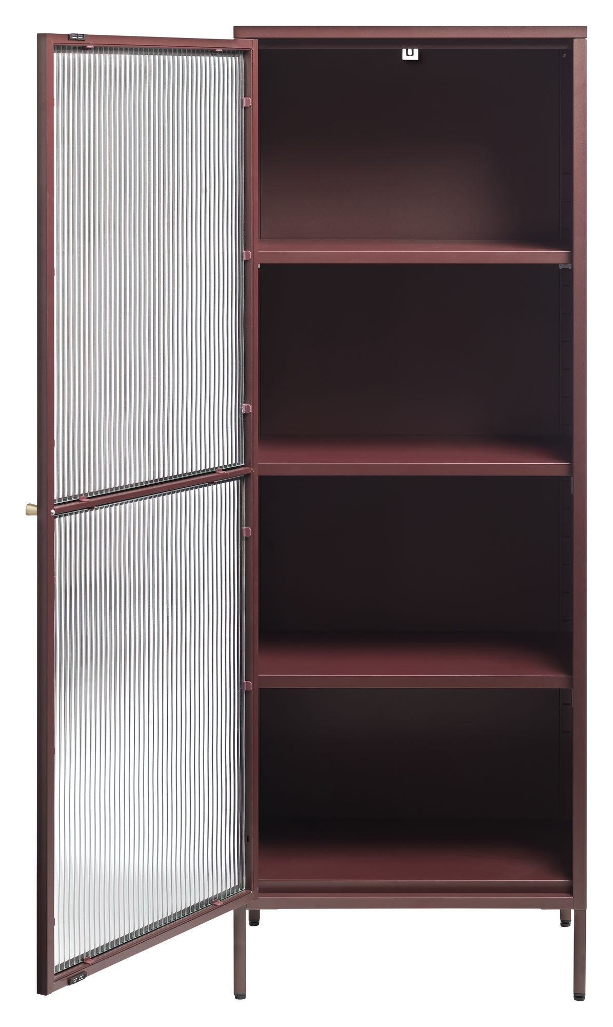 Bronco Vitrine Cabinet H160, Wine Red/Tempered Glass