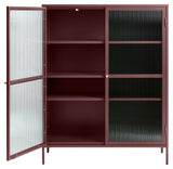 Bronco Wine Cabinet, Wine Red/Tempered Glass