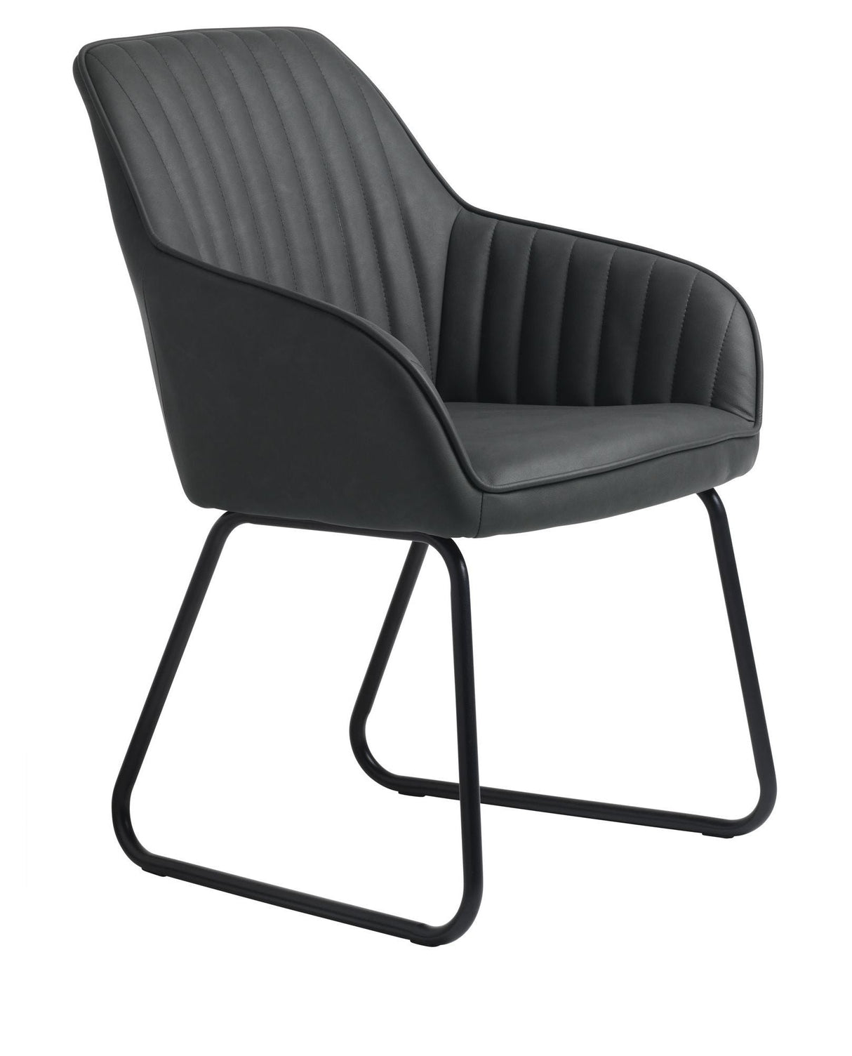 Brooks Dining chair with armrests, Dark gray PU