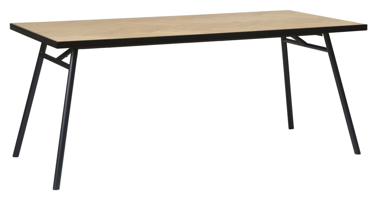 Calvi Herringbone Dining Table, Oak/Metal, 90x180