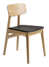 Livo Dining Chair, Natural Oak, Black PU