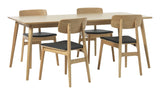 Livo Dining Chair, Natural Oak, Black PU