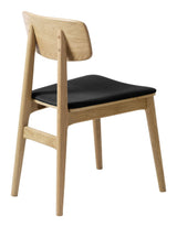 Livo Dining Chair, Natural Oak, Black PU