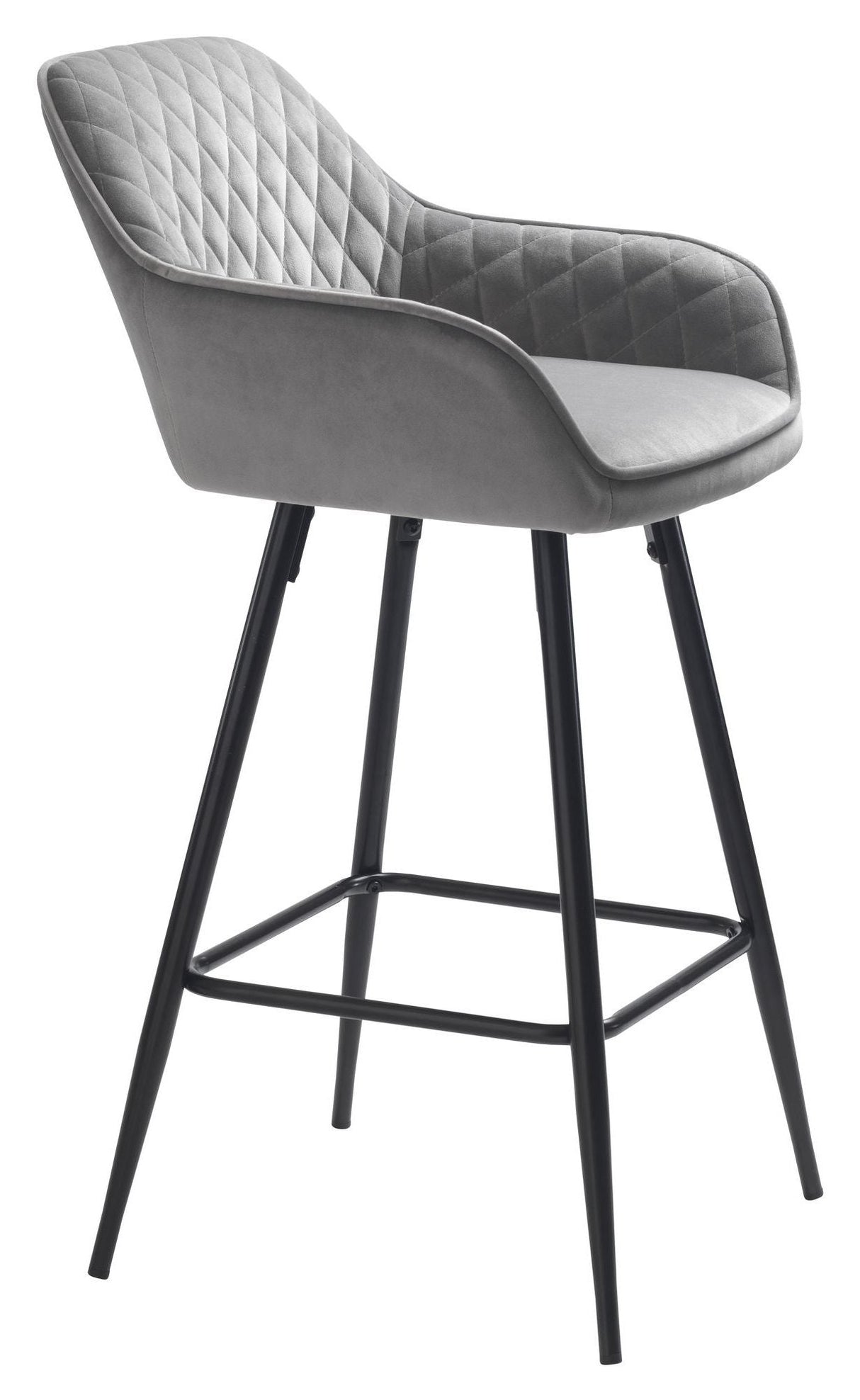 Milton bar stool SH: 67cm, Gray Velvet