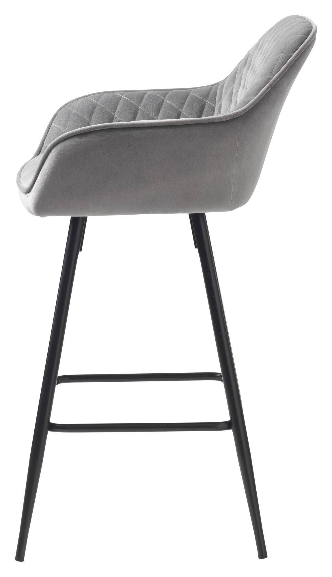 Milton bar stool SH: 67cm, Gray Velvet