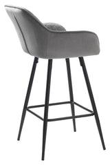 Milton bar stool SH: 67cm, Gray Velvet