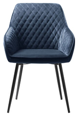 Milton Dining chair with armrests, Blue Velvet