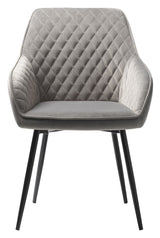 Milton Dining chair with armrests, Gray Velour